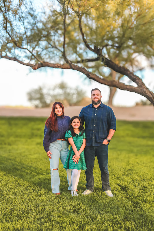 Family portrait at golden hour
